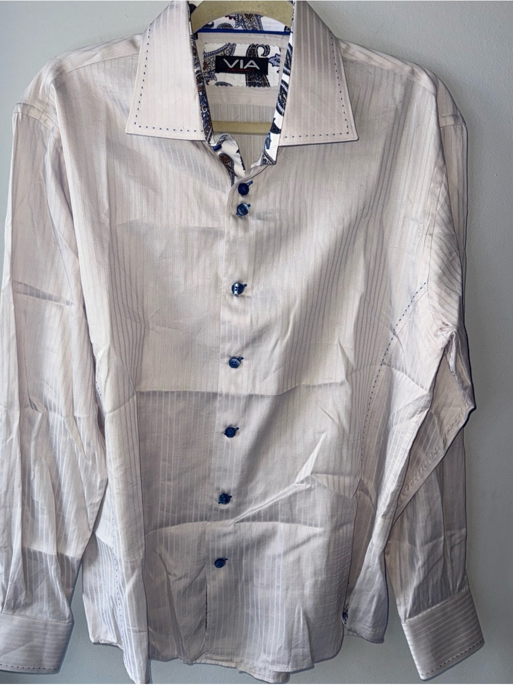Via Uomo Men's Button Down Long Sleeve Dress Shirt Size 43/44 XL